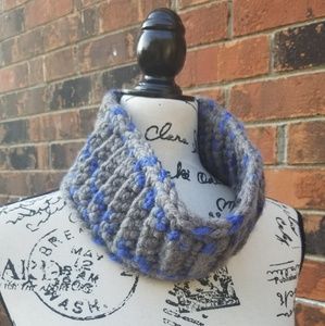 NWT Handmade Crochet Cowl/Earwarmer Grey Blue